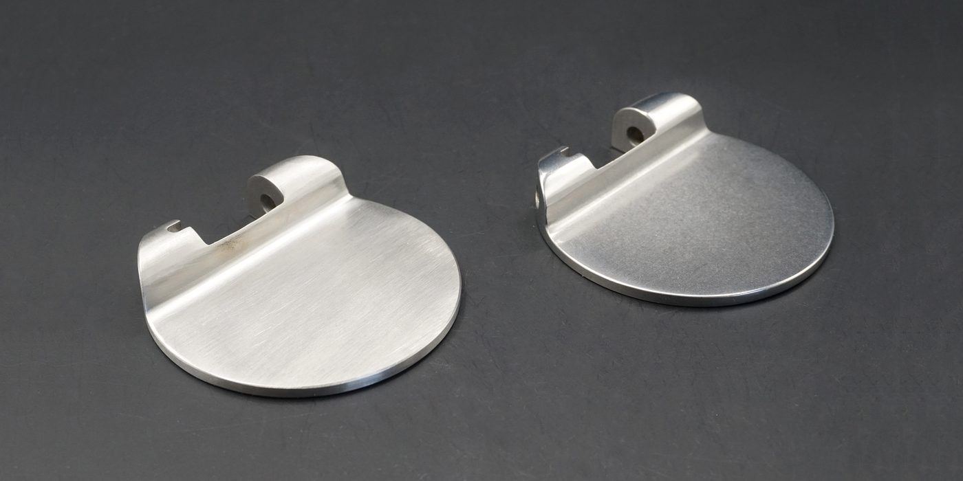 Medical instrument metal parts with controlled surface texture and edge finishing comparison
