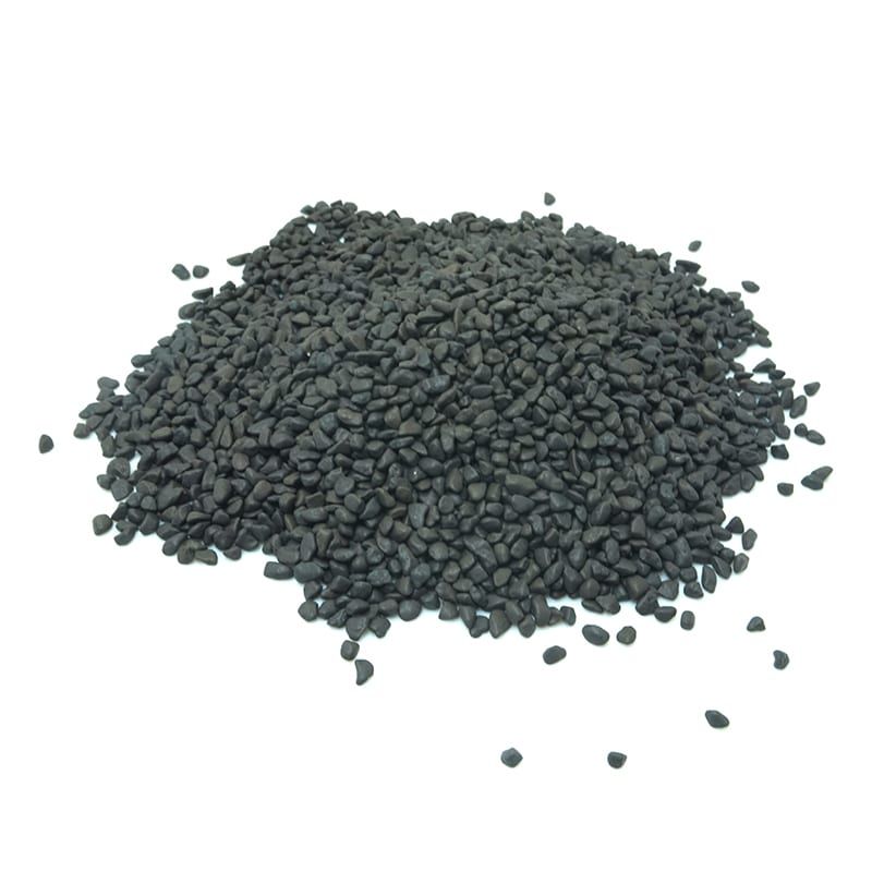 Dark precision ceramic polishing media for aluminum finishing on white background